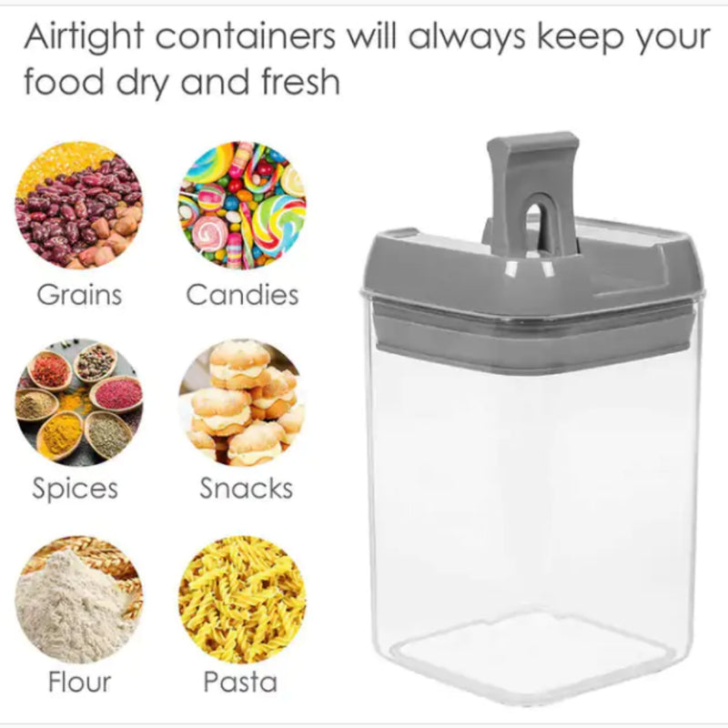 Plastic Food Storage Container Set Easy Lock Lids Kitchen Storage Pantry Organization Grey