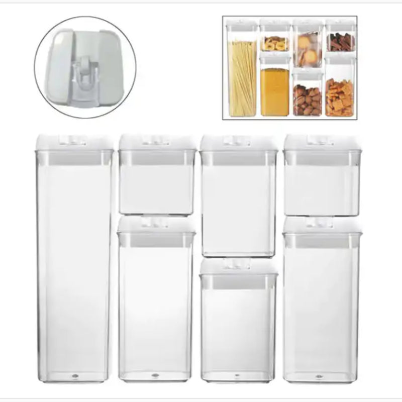 Plastic Food Storage Container Set Easy Lock Lids Kitchen Storage Pantry Organization White