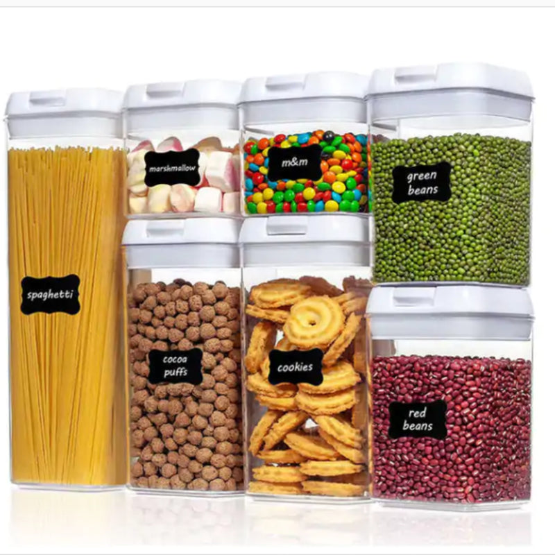 Plastic Food Storage Container Set Easy Lock Lids Kitchen Storage Pantry Organization White