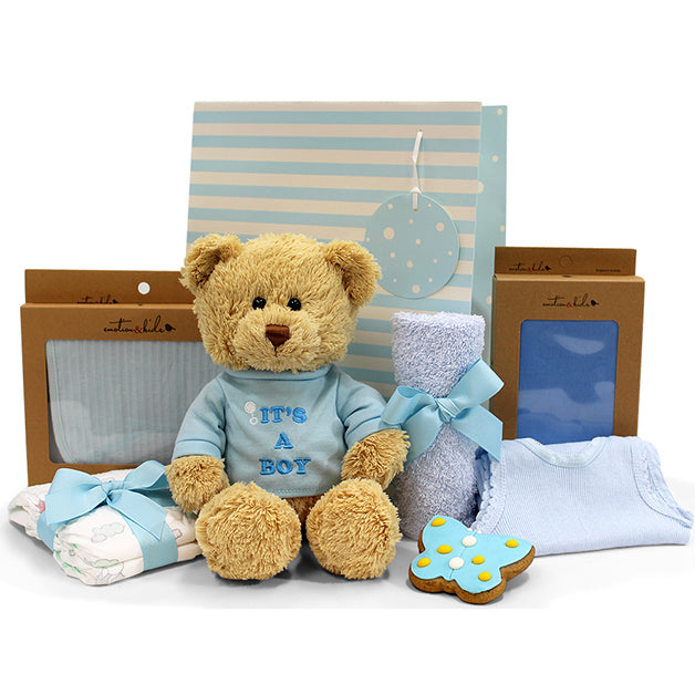 Newborn Baby Boy Gift with Plush Teddy &