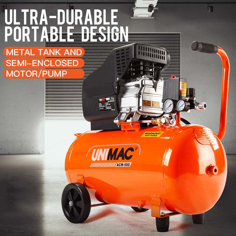 UNIMAC Portable Air Compressor 50L 3HP Electric Inflator Direct Tank Pump Oil