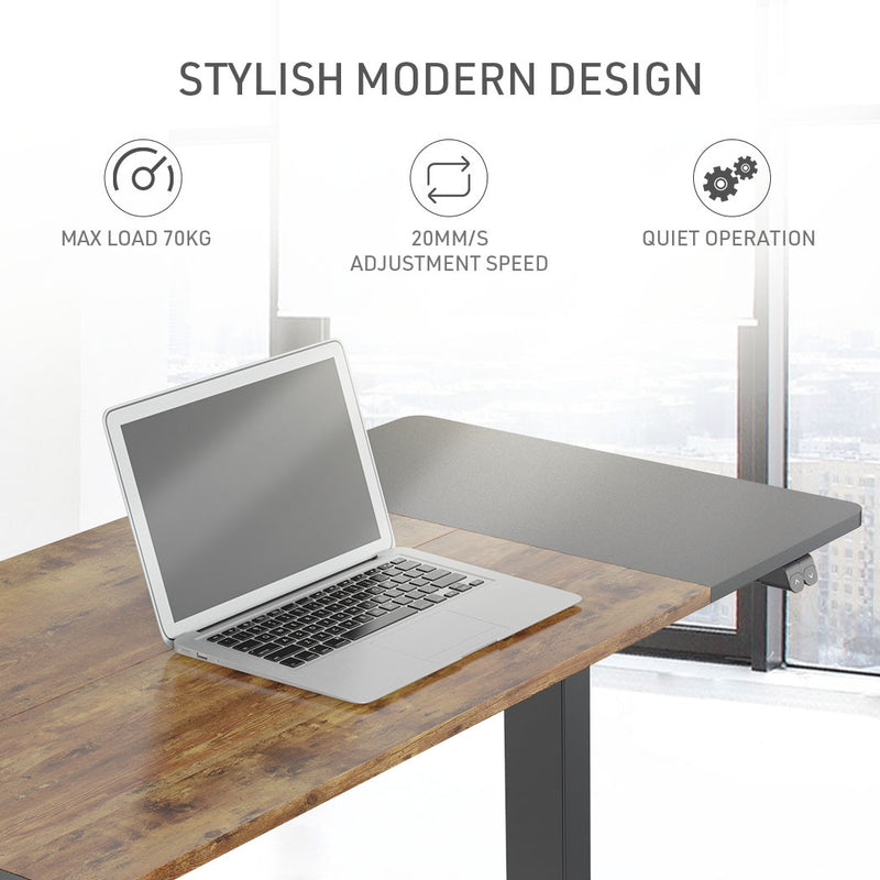 Fortia Sit To Stand Up Standing Desk, 140x60cm, 72-118cm Electric Height Adjustable, 70kg Rated, Oak Style/Black Frame