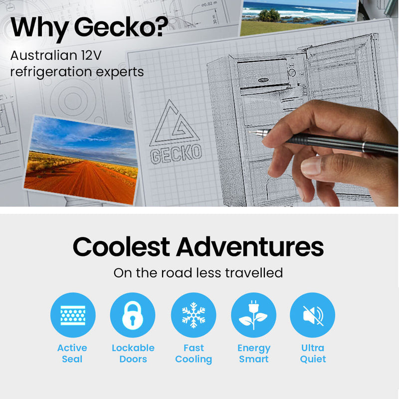 GECKO 70L Portable Fridge Freezer for Car Camping Caravans Fridges Refrigerator Cooler 12V/24V/240V
