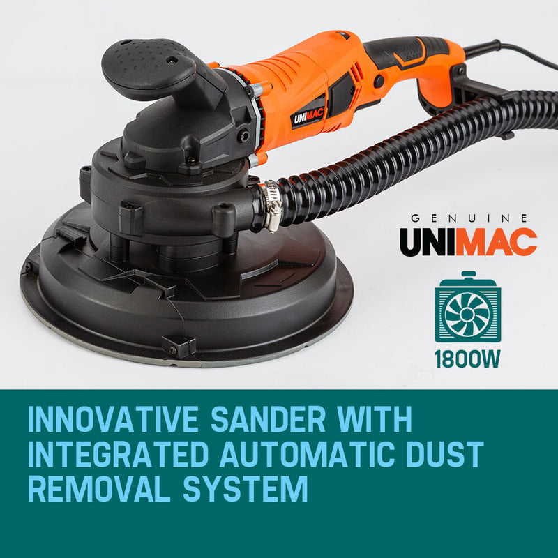 UNIMAC 1800W Drywall Sander Plaster Automatic Wall Gyprock Vacuum System