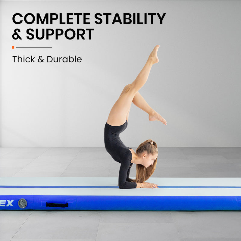 PROFLEX  300x100x10cm Inflatable Air Track Mat Tumbling Gymnastics, Blue & White (No Pump)