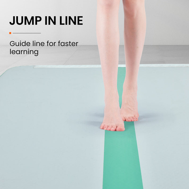 PROFLEX 600x200x20cm Inflatable Air Track Mat Tumbling Gymnastics, Mint Green & Grey (No Pump)
