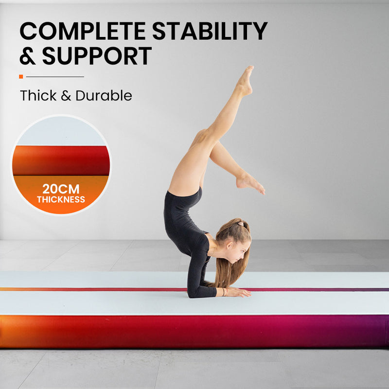 PROFLEX 6x2M Air Track Inflatable Mat Tumbling Gymnastics Yoga, Multi-Coloured (No Pump)