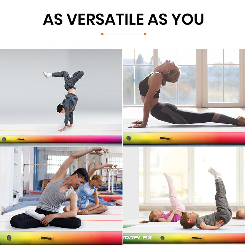 PROFLEX 6x2M Air Track Inflatable Mat Tumbling Gymnastics Yoga, Multi-Coloured (No Pump)