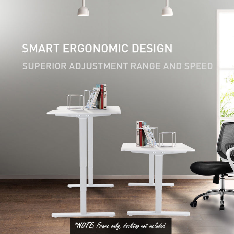 Fortia Sit To Stand Up Standing Desk, 150x70cm, 62-128cm Electric Height Adjustable, Dual Motor, 120kg Load, Walnut Style/Black Frame