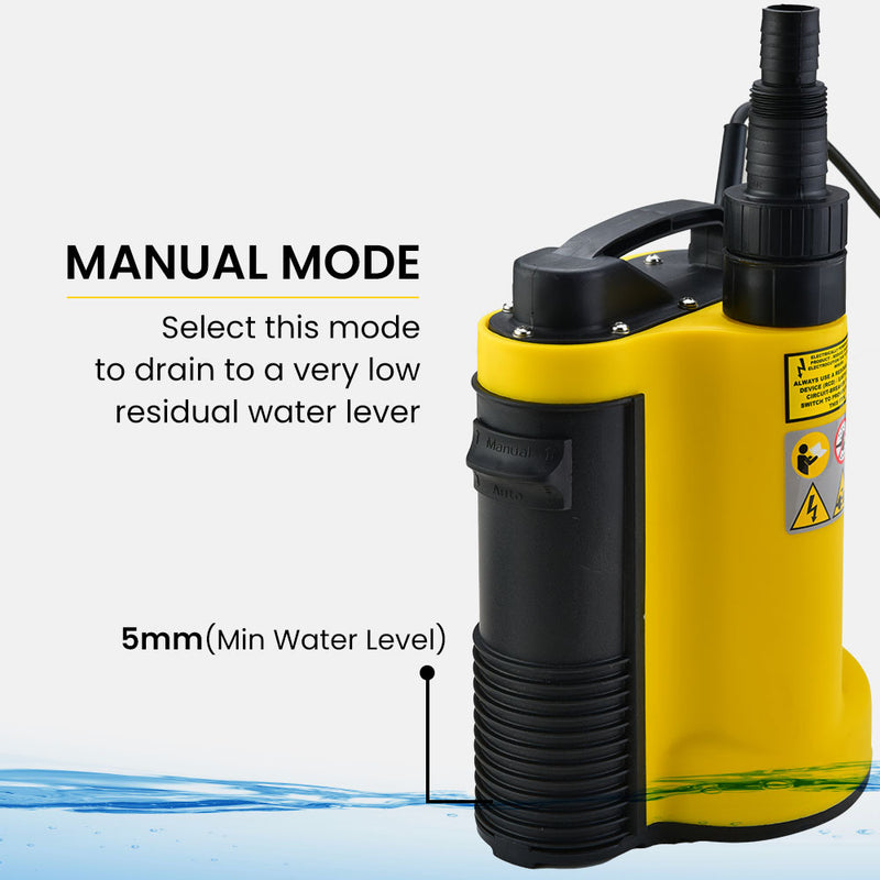 PROTEGE Tight Access Clean/Grey Water Submersible Sump Pump, Integrated Float Switch