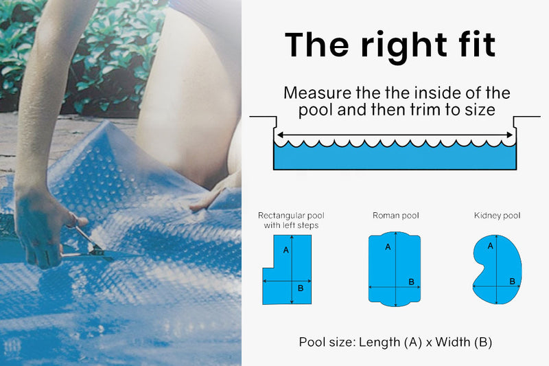 AURELAQUA Pool Cover 500 Micron 10x5m Solar Blanket Swimming Thermal Blue