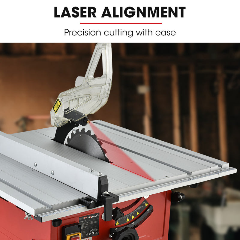 Baumr-AG 2000W 254mm Corded Table Saw with Stand, Extendable, Laser Guide