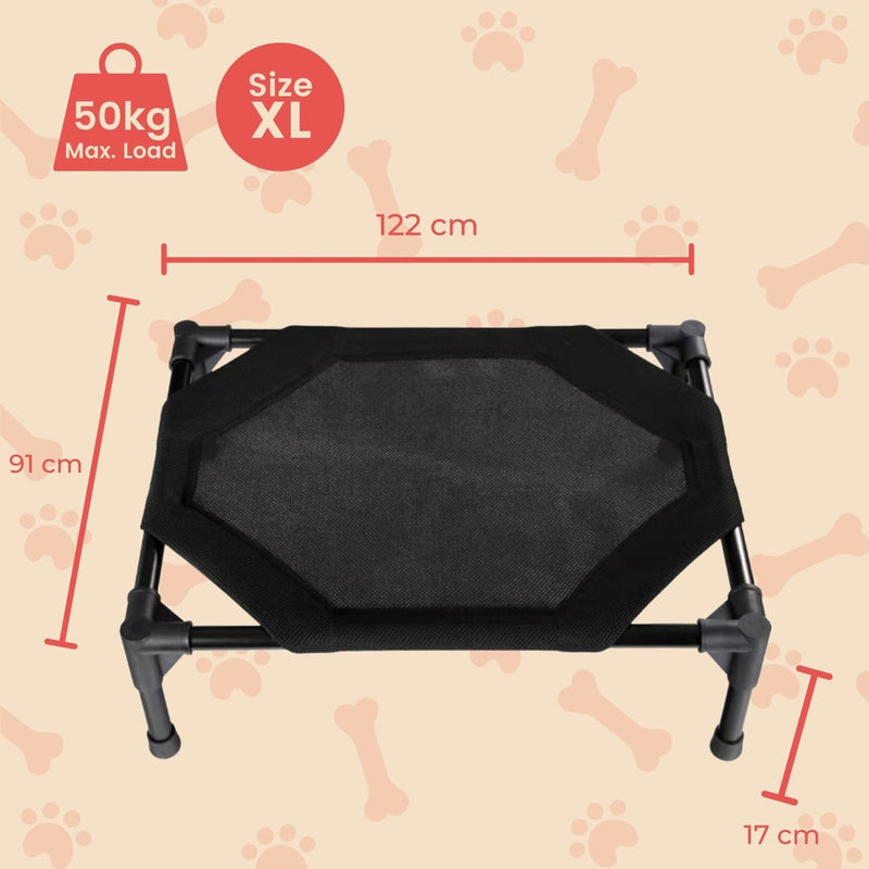 Floofi Elevated Pet Bed (XL Black) FI-PB-266-QQQ