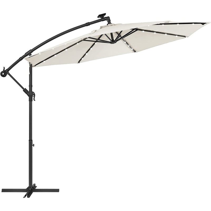 SONGMICS 3m Patio Umbrella with Solar-Powered LED Lights Beige