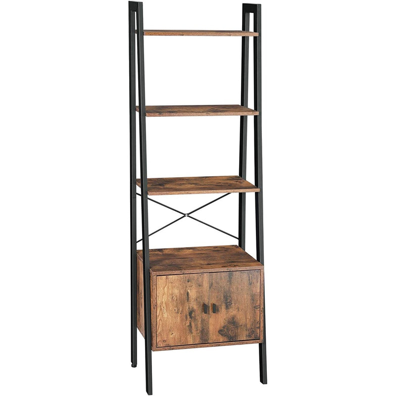 VASAGLE Ladder Bookshelf with Cupboard Rustic Brown LLS47BX