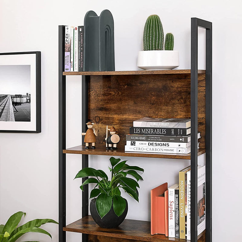VASAGLE Bookshelf with 5 Shelves Rustic Brown and Black