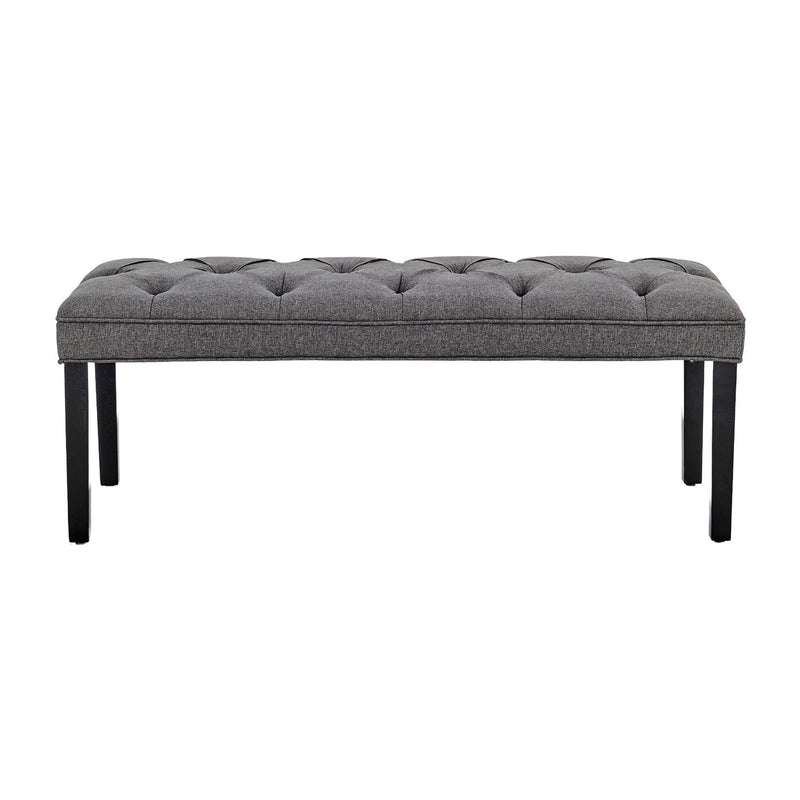 Sarantino Cate Button-tufted Upholstered Bench With Tapered Legs - Dark Grey Linen