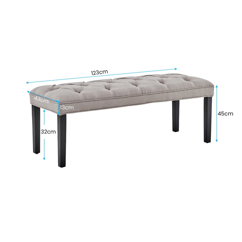 Sarantino Cate Button-tufted Upholstered Bench With Tapered Legs By Sarantino - Light Grey
