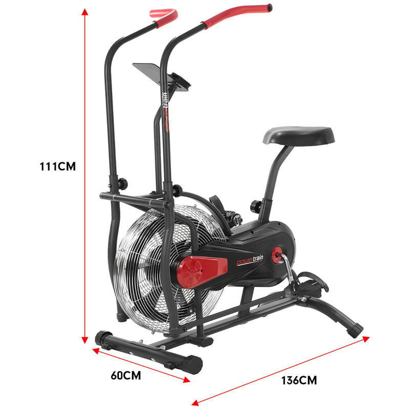 Powertrain Air Resistance Fan Exercise Bike Cardio - Black