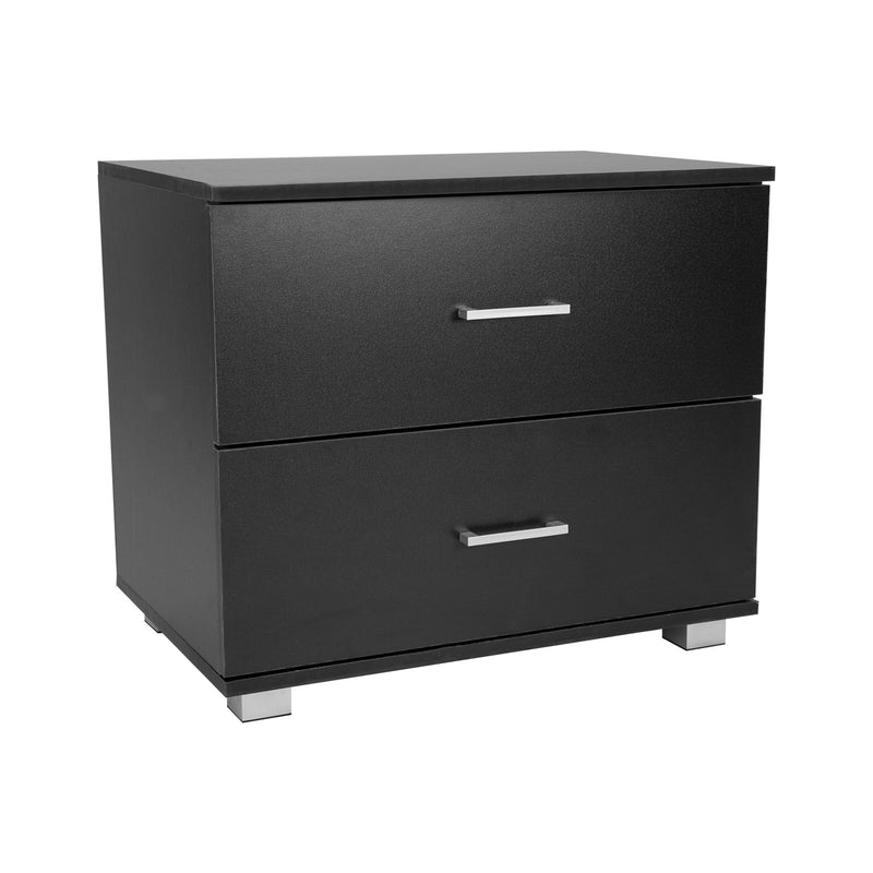 Sarantino Bedside Table Cabinet Storage Chest 2 Drawers Lamp Side Nightstand - Black