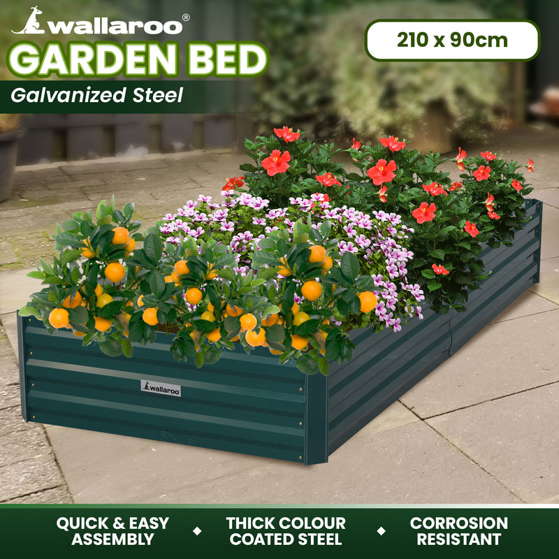 Wallaroo Garden Bed 210 x 90 x 30cm Galvanized Steel - Green