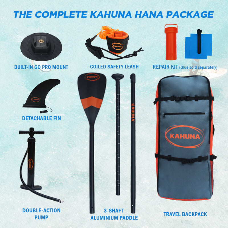 Kahuna Hana Inflatable Stand Up Paddle Board 10FT w/ iSUP Accessories