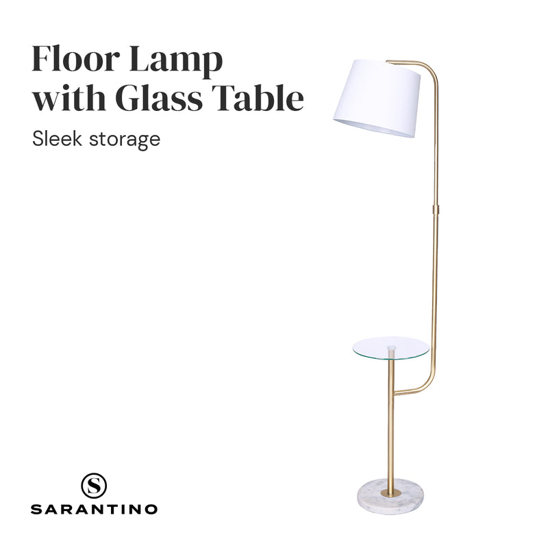 Sarantino Glass End Brass Finish Table Top Floor Lamp