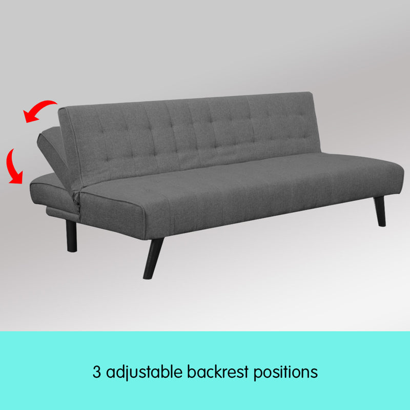 Sarantino 3-seater Corner Sofa Bed Lounge Chaise Couch - Dark Grey