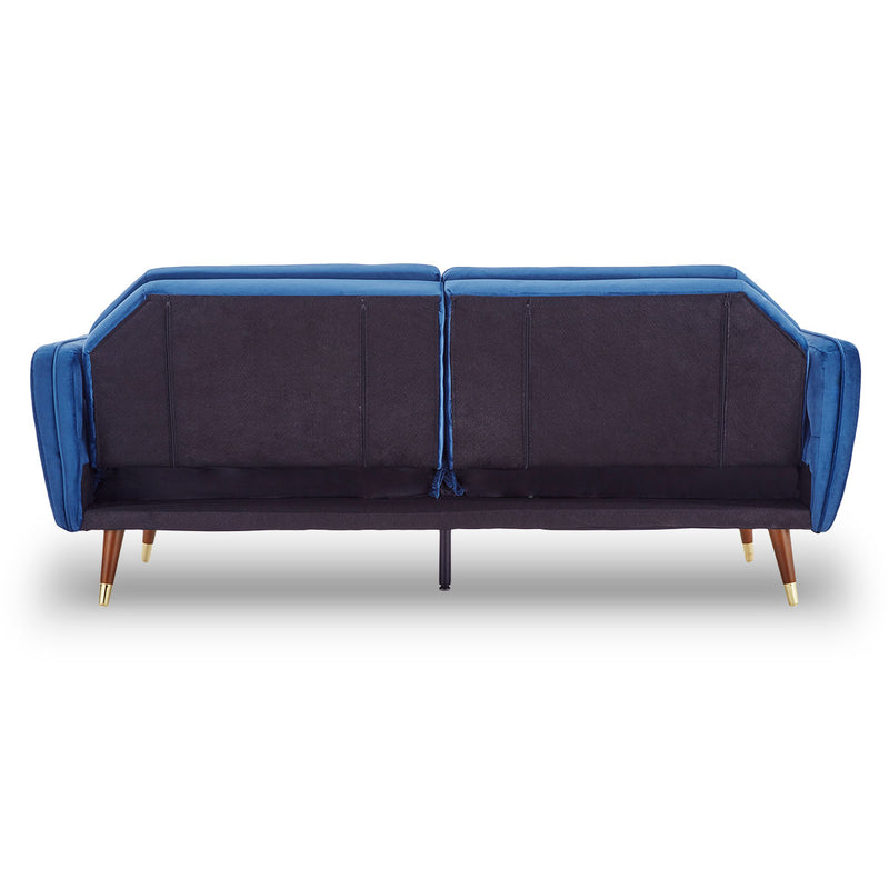 Sarantino Faux Velvet Sofa Bed Couch Furniture Lounge Suite Futon Blue