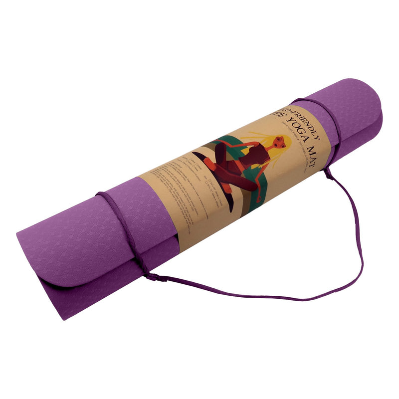 Powertrain Eco-friendly Dual Layer 6mm Yoga Mat | Royal Purple | Non-slip Surface And Carry Strap For Ultimate Comfort And Portability