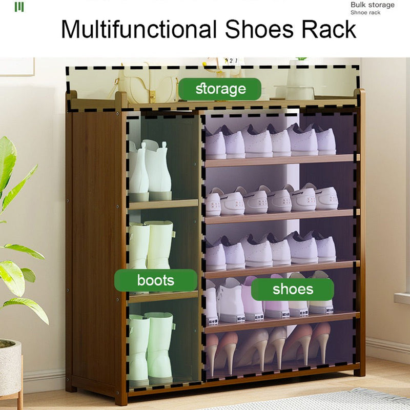6 Tier Tower Bamboo Wooden Shoe Rack Boot Shelf Stand Storage Organizer