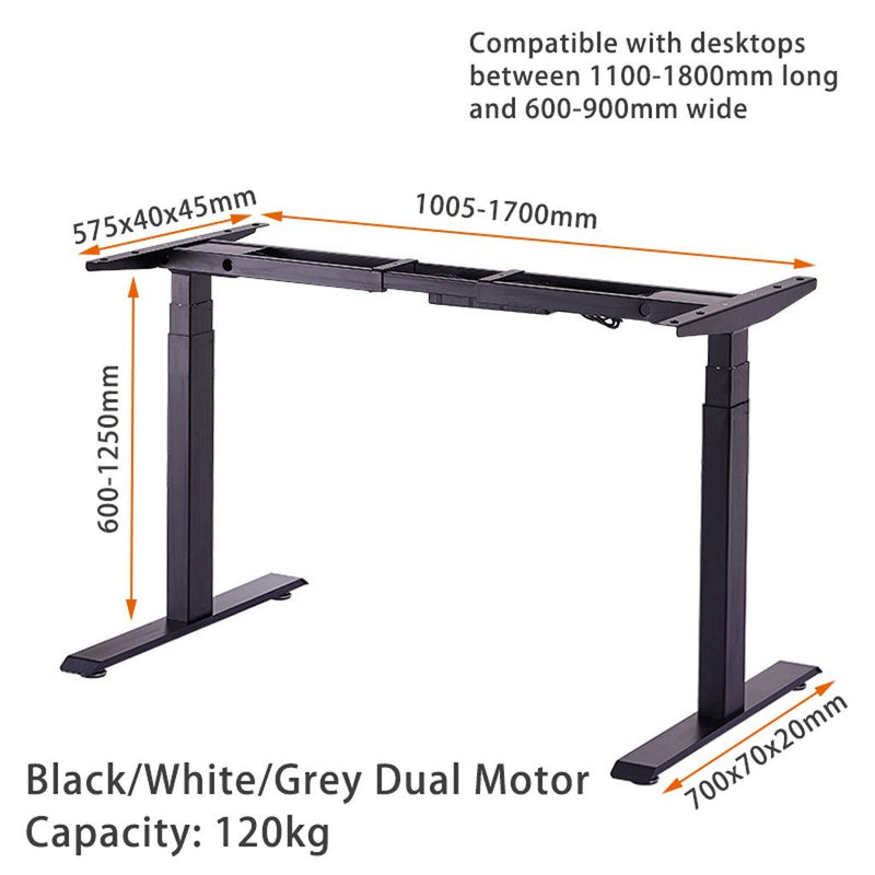 140cm Standing Desk Height Adjustable Sit Black Stand Motorised Dual Motors Frame Birch  Top
