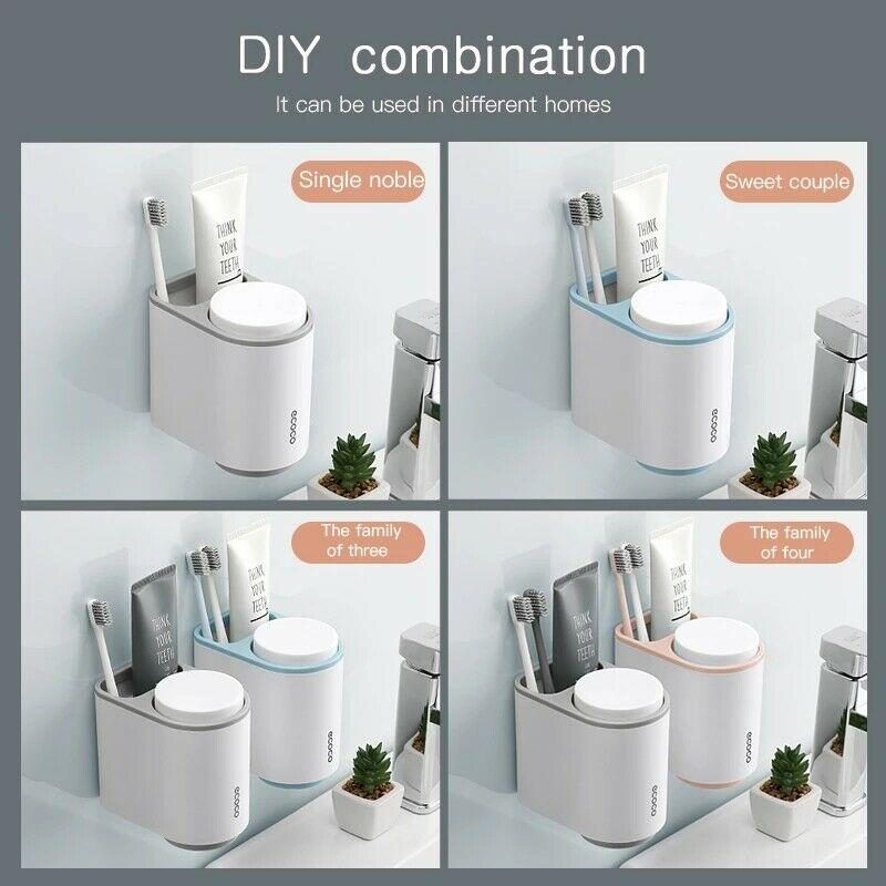 Ecoco Toothbrush Holder Multifunctional Wall-Mounted Magnetic Bathroom Blue