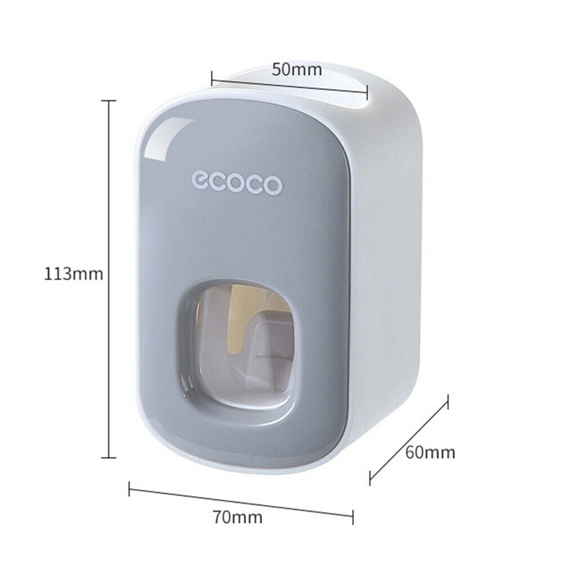 Ecoco Wall mount auto ands Free Toothpaste Dispenser Automatic Toothpaste Squeezer Bathroom Toothpaste Holder Grey