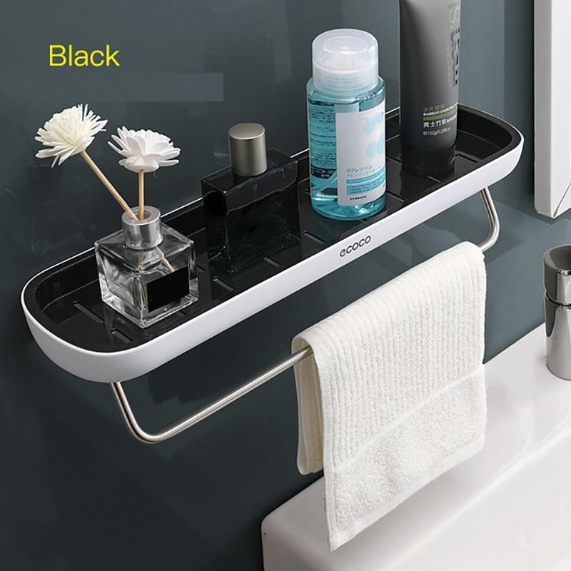 Bathroom Shelves Organizer Wall Mount Home Towel shelf Shampoo Rack With Towel Bar Storage Rack Bathroom Accessories 2xTape Only