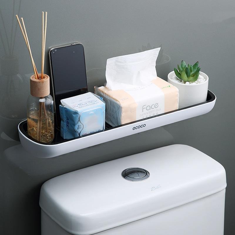 Bathroom Shelves Organizer Wall Mount Home Towel shelf Shampoo Rack With Towel Bar Storage Rack Bathroom Accessories Grey