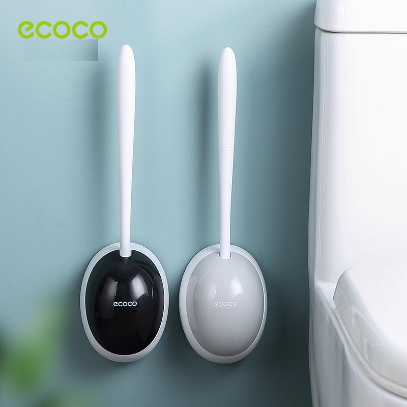 Ecoco Silicone Water Drop Toilet Brush Holder Set Wall-Mounted Cleaning Brush Tool Grey