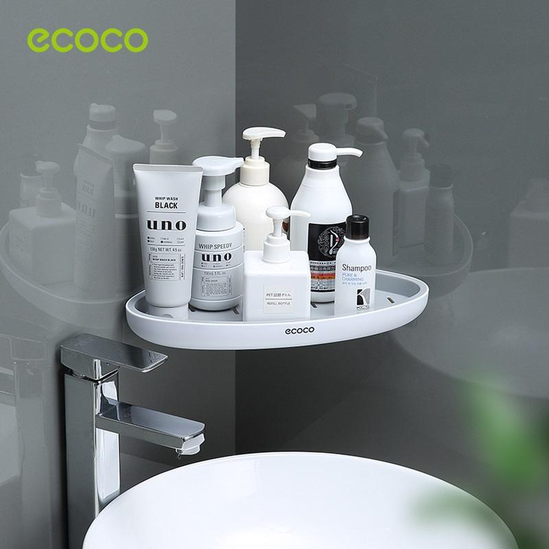 Ecoco Bathroom Corner Shower Shelf Corner Shower Caddy Shower Storage Organizer Wall Mounted for Bathroom, Kitchen, Toilet Black