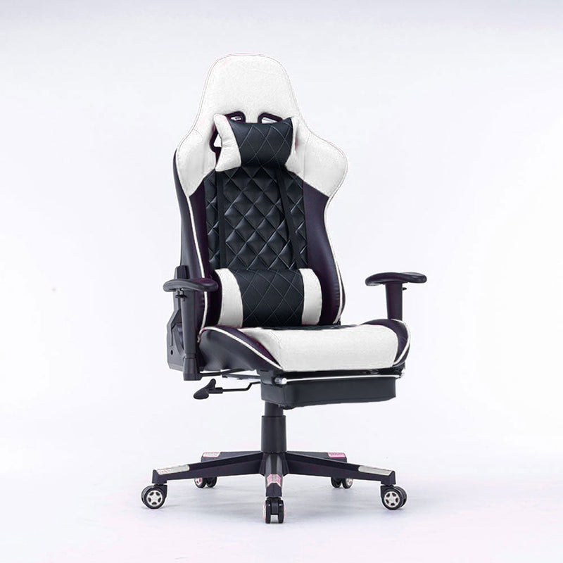Gaming Chair Ergonomic Racing chair 165° Reclining Gaming Seat 3D Armrest Footrest Black Purple