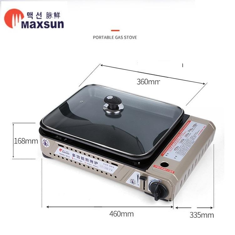 Portable Gas Burner Stove with Inset Non Stick Cooking Pan Cooker Butane Camping 35mm Cooking Pan