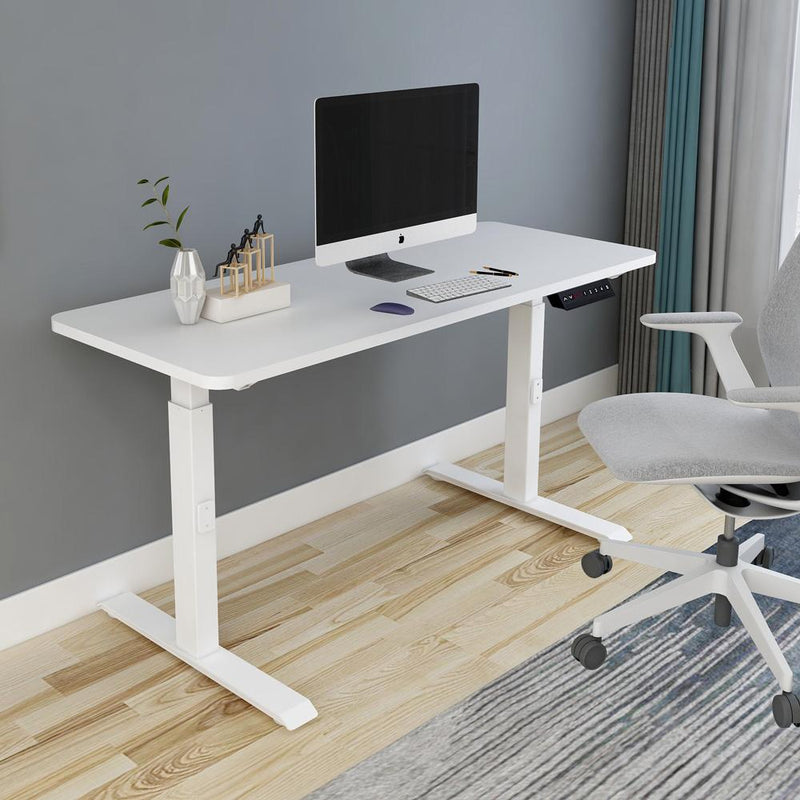 120cm Standing Desk Height Adjustable Sit Grey Stand Motorised Single Motor Frame White Top