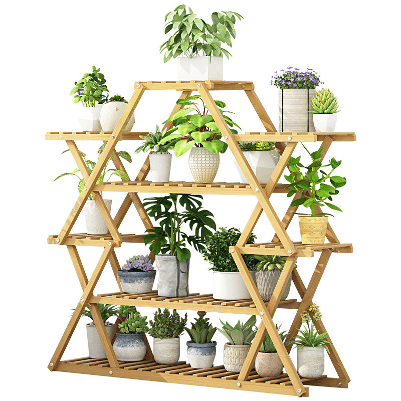 STAR Shape Bamboo Plant Stand Supplier Multi Tier Flower Rack for Indoor Outdoor Small