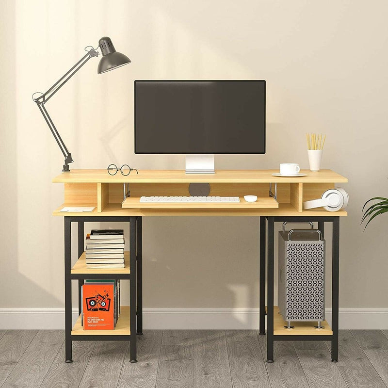 Book Storage Computer Table Desk  Student Study Home Office Workstation with Bookshelf
