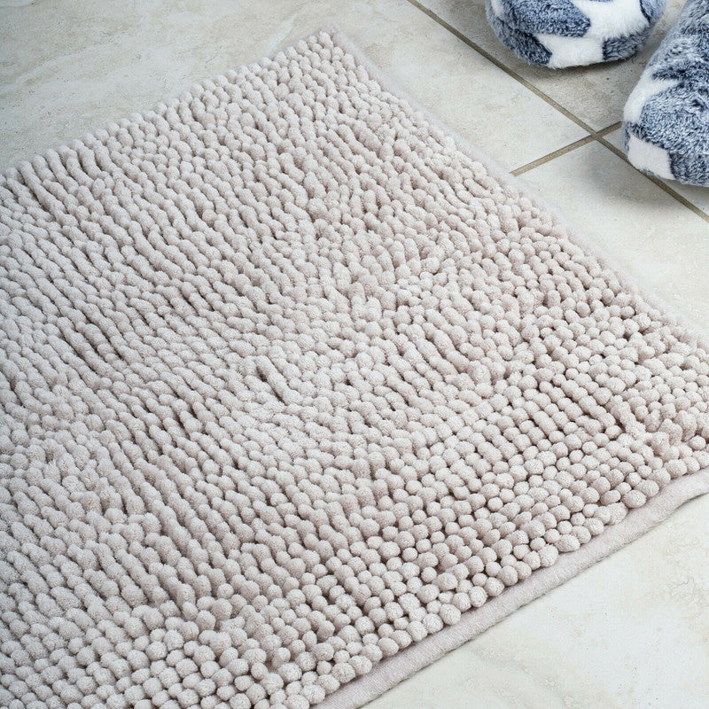 Microfiber Shower & Bathroom Bath Mat Non Slip Soft Pile Design (Light Grey)