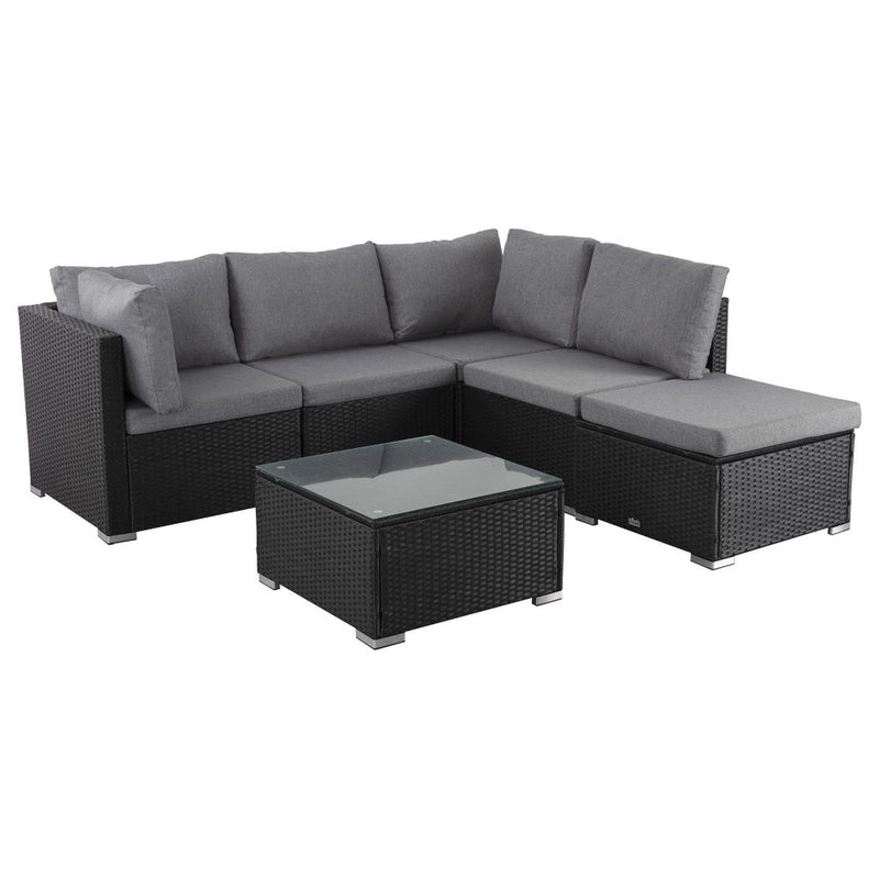 Ottoman-Style Outdoor Lounge Set in Black