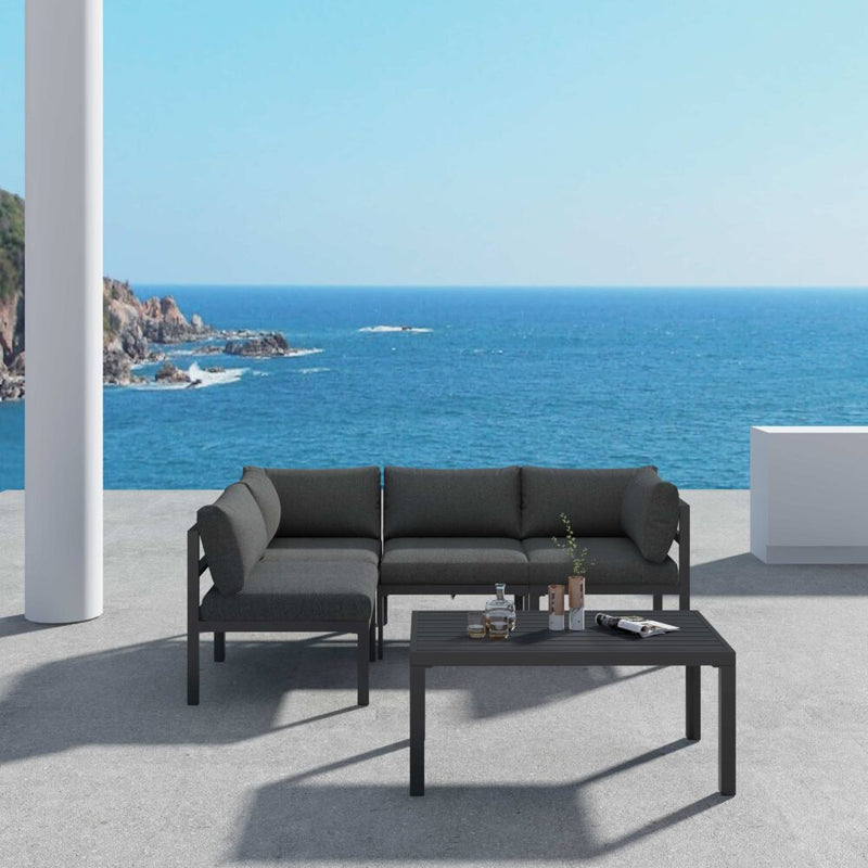 Outdoor Charcoal Grey Minimalist 5 Piece Lounge Set