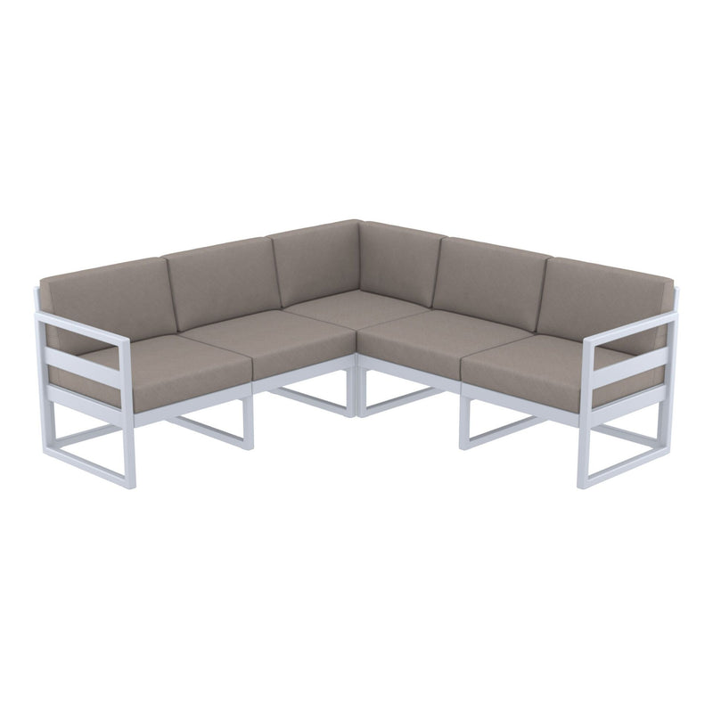 Mykonos Lounge Corner - Silver Grey with Brown Cushions