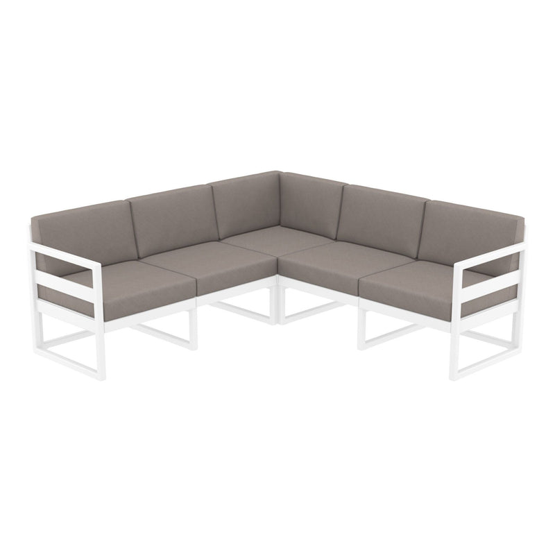 Mykonos Lounge Corner - White with Brown Cushions