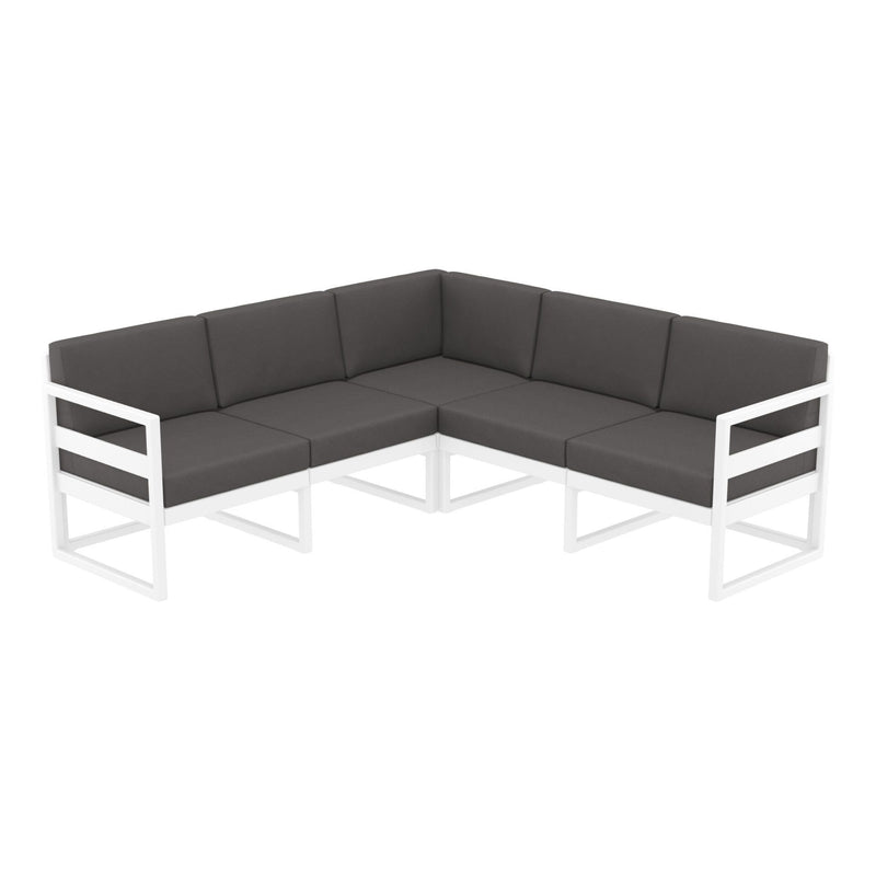 Mykonos Lounge Corner - White with Dark Grey Cushions