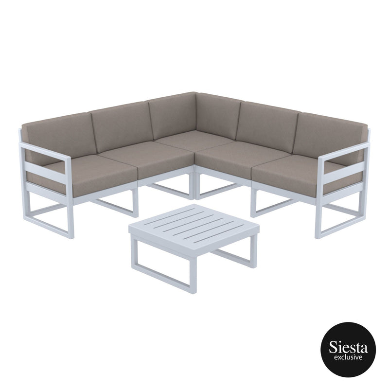 Mykonos Lounge Corner Set - Silver Grey with Brown Cushions